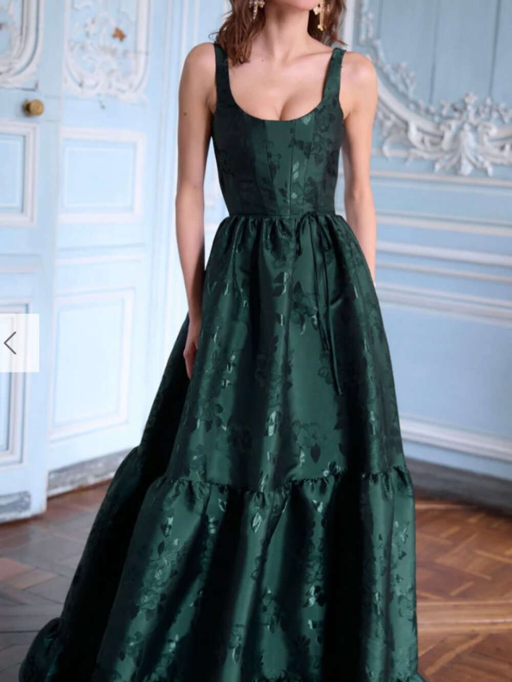 V. Chapman The Avery Dress in Emerald Baroque Floral - Picture 5 of 9